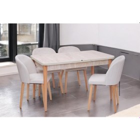 Resim Göksu Traverten Boyalı Mdf Mutfak Masa Takımı 80x130 