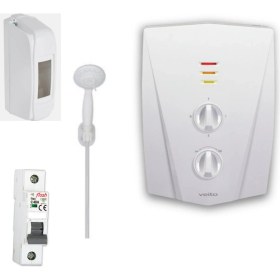 Resim Veito V1200 Şofben 8000W Debi Ayarlı Montaj Dahil Sigorta ve Kutusu Dahil Paket 