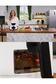 Resim Rexon Yağsız Fritöz 4,5 Litre Air Fryer Dijital Ekran Akıllı Pişirme Geniş Hacim İzleme Penceresi BEYAZ 