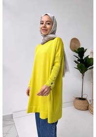 Resim Kahijab Kol Detay Merserize Tunik - Yağ Yeşili 