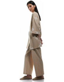 Resim Koton Rahat Kalıp Yüksek Bel Viskon Bol Paça Pantolon Vizon 5sak40151pw Vizon 