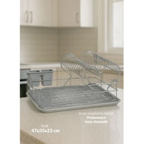 Resim 2 Katlı Bulaşıklık Tezgah Üstü Tabaklık Bpa Free Bulaşık Sepeti Kalpli Gri 