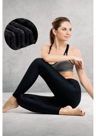 Resim Marka Sportwear 25620-Kadın Siyah Içi Peluş Kışlık Termal Taytsiyahl Siyah 