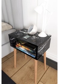 Resim Ceren Komodin Çekmecesiz Yatak Odası Başucu Komodin Siyah Mermer 