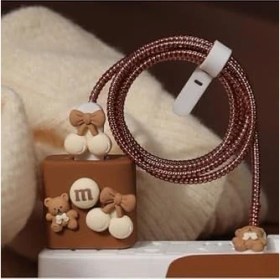 Resim Psr Aksesuar Şarj Aleti Kılıfı & Kablo Koruyucu Set - 18W/20W Uyumlu | Adaptör Kılıfı, Kablo Düzenleyici, Şarj Ucu Koruyucu - 4'lü Set (Ayıcık) 