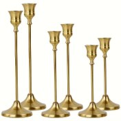 Resim 6 Adet Şık Metal Mumluk Seti, Vintage Tarz Parlak Son Kat, Noel, Cadılar Bayramı, Yılbaşı, Sevgililer Günü Dekoru, Romantik Akşam Yemeği Aksesuarı, Yıl Dönümü, Düğün, Doğum Günü Masa Süslemesi için Çok Yönlü 