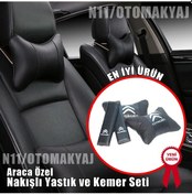 Resim Citroen Oto Koltuk Kılıfı Ve Başlık Uyumlu Deri Yastık Set 