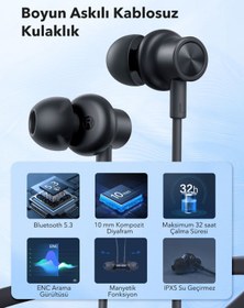Resim TaoTronics Tt-bh115 Enc Mik. Mıknatıslı Boyun Askılı Bt Kulaklık Ipx5 30 Saat Müzik Bt 5.3 Çift Cihaz Desteği 