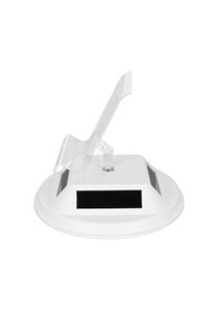 Resim Padalink Güneş Enerjili 12cm 360 Derece Döner Tabela, 1kg Yük Kapasitesi, Sessiz Sabit Rotasyon, Abs-akrilik Malzeme, Beyaz, Ürün Serim İçin Cep Telefonu-gözlük Stendi 