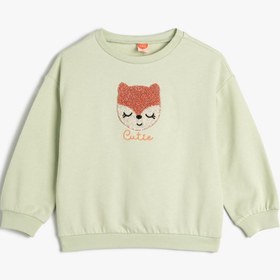 Resim Kız Bebek Tilki Aplike Detaylı Sweatshirt Pamuklu 