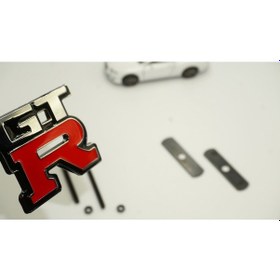 Resim Nissan Gtr Ön Panjur Vidalı 3D Krom Metal Logo Amblem 
