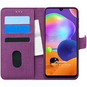 Resim Samsung Galaxy A31 Kılıf Fabric Book Wallet Mor Microsonic