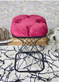 Resim Zafir Kare Siyah Boyalı Bordo Puf & Bench Puf Oturak - Bench - Ayak Ucu Oturak - Tabure - Makyaj Oturak Bordo 