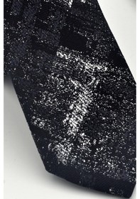 Resim Gaffy Gri Desenli Siyah Dokuma Kumaş Mendilli Slim Fit Kravat // Sdk-2608-1 Siyah 