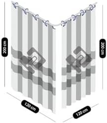 Resim Tropik Home Duş Perdesi Çift Kanat 2x120x200cm Kır Desenli Banyo Perdesi 16 Adet C Halka Hediyeli 