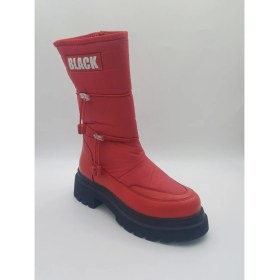 Resim Bgk Ayakkabı ve Çanta Kadın Kırmızı Su Geçirmez Fermuarlı Kalın Taban ve Kalın Topuklu Kışlık Kar Botu 
