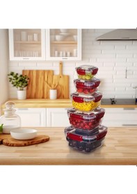 Resim 5'li Set Master Kare Saklama Kabı 275 ML - 500 ML - 900 ML - 1500 ML - 2400 ML 001 