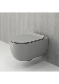 Resim Bocchi V-Tondo Rimless Asma Klozet Kanalsız Kapak Hariç Mat Gri 1 