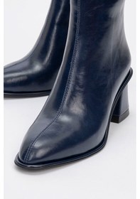 Resim Luvishoes Alba Lacivert Cilt Kadın Kalın Topuklu Bot Laci 