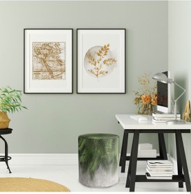 Resim Bluehomeconcept Adawall Yeşil Palmiye Yaprak Detaylı Puf 