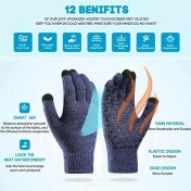 Resim Örgü Eldiven Kış Sıcak Eldivenler, Rüzgar Geçirmez Kaymaz Dokunmatik Ekran Eldivenleri Erkekler Ve Kadınlar İçin Koyu Mavi 