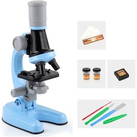 Resim Yuntech01 Çocuklar İçin Bilim Keşfi Mikroskobu Seti - 100x/400x/1200x Büyütme, Led Işık, Uyarlanabilir Açı, Mavi Renk Pil Dahil Değil Mavi 