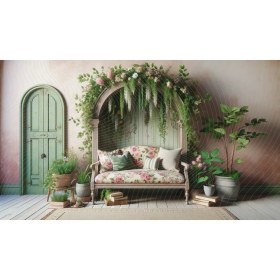 Resim Venspor Vintage Bahçe Arkaplan 200 x 150 cm Fon Duvar Örtüsü 