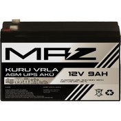 Resim Maz Akü 12 Volt 9 Amper (Ah) Kuru AGM VRLA Güç Kaynağı UPS Akü 