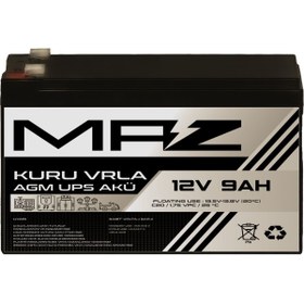 Resim Maz Akü 12 Volt 9 Amper (Ah) Kuru AGM VRLA Güç Kaynağı UPS Akü 