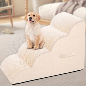 Resim Küçük Köpekler İçin Köpek Merdiveni, 2/3/4 Basamaklı Köpek Merdiveni Yataklar İçin Kaymaz, Çıkarılabilir ve Yıkanabilir Koltuk Merdiveni, Yaralı, Yaşlı Köpekler ve Kediler İçin Eklem Ağrısı Olan Evcil Hayvanlar 