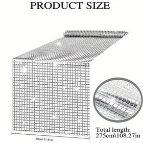 Resim 1 Adet Parlak Disko Parti Masa Örtüsü - Pul Aynalı Desenli, 238.76 cm x 137.16 cm, Poliester Karışımı, Kare Şekil, Düğünler, Doğum Günleri ve Kutlamalar İçin İdeal, Parti Dekoru 