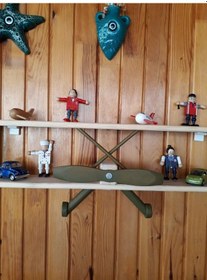 Resim Mrtahsap Mrtahşap-Uçak Raf-Çocuk Odası-Ahşaptan-Duvar Rafı 