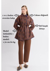 Resim Kadın Yandan Bağlamalı Tasarım Kimono Ceket Kırmızı 