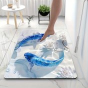 Resim 3D Balık Desenli Banyo Paspası, Emici Duş Paspası, Ev Dekorasyonu İçin Uygun Yatak Odası ve Banyo Halısı 