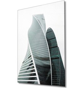 Resim Miyrem Glasses Collection -a1^ Siyah Beyaz Cam Kaplı Geometrik Bina Cam Tablo, 4mm Dayanıklı Cam 