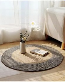 Resim Jüt Paspas, Kilim, Halı, Kapı Önü Paspas, Yuvarlak Paspas, Mutfak Paspası, Banyo Paspası, Hediyelik 90 x 90 SİYAH KIRÇIL-JÜT 