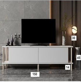 Resim Meltem Çelik - BMdekor TV Sehpası Agora Beyaz 150 cm 