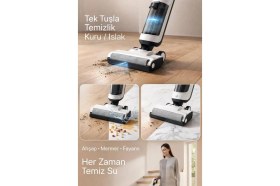 Resim Torima FW-1000 Beyaz Şarjlı Islak Kuru Dikey Süpürge ve Yüzey Temizleyici Mop 