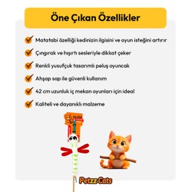 Resim PetzzCats DragonFly Matatabi ve Çıngırak Sesli Kedi Oltası Oyuncağı Beyaz 42 Cm 