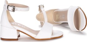 Resim Kiko Kids 769 Cilt Günlük Kız Çocuk 4 Cm Topuklu Sandalet Ayakkabı Beyaz 