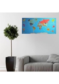 Resim Renkli Atlas Dünya Haritası Manyetik Yapıştırıcı Gerektirmeyen Duvar Stickerı 118 Cm 56 Cm Çok Renkli 