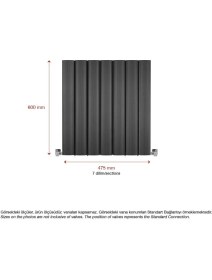 Resim Hammam 600 x 475 mm Amber Yatay Antrasit Alüminyum Radyatör Standart Bağlantı 
