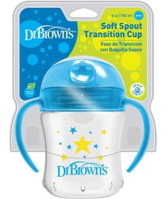 Resim Dr. Browns Silikon ağızlı Alıştırma Bardağı (6m+) 180 ml Mavi Yıldız Desenli - Standart / Standart 