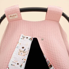 Resim Puset Örtüsü - Çift Taraflı - Pembe Petek - Pembe Ayıcıklar 