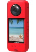 Resim Butu İnsta360 One X3 Aksiyon Kamerası Silikon Kılıf Lens Kapaklı Düşmeyi Önleyici Koruyucu Kılıf - Kırmızı 