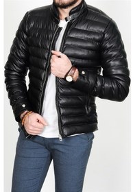 Resim Hakim Yaka Şişme Erkek Deri Mont Ceket Vl.16 Çok Renkli 