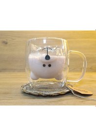 Resim Ayıcıklı Çift Cidarlı Bardak Meşrubat Bardağı Tek 