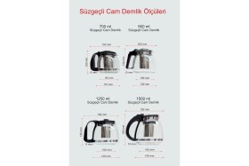 Resim Feyza Design Şeffaf Cam Demlik 700 Ml, Süzgeçli, Çay ve Bitki Demleme Seçeneği 