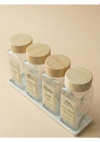 Resim Leelahome 4'lü Set Ahşap Desenli Standlı Kare Baharatlık 140 Ml - Açık Kahve Açık Kahverengi 