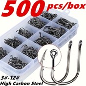 Resim 500'lük Paket Balık Kancaları #3-12 İse Niyo Tırtırsız Olta Kanca Seti 